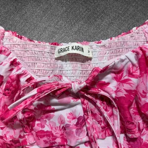Grace Karin Pink Floral Ruffle Maxi Dress Size M thumbnail 4