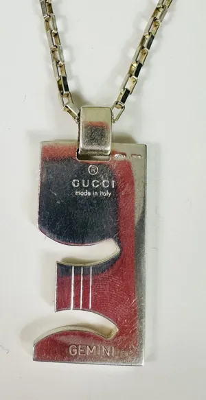 Gucci Gemini 925 Sterling Silver Zodiac Pendant Chain Necklace Made In Italy thumbnail 1