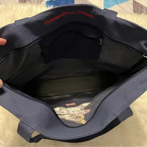 Vintage Steiff Canvas Tote Bag Embroidered Steiff Teddy Bear Zipper Closure Blue thumbnail 7