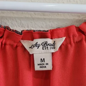 Lucky Brand Paisley Chiffon Overlay Hi Low Tassel Belted Red Size Medium thumbnail 8