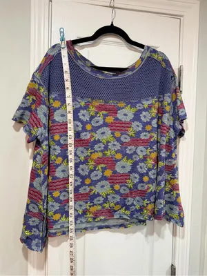 NWOT We The Free Size S Floral Crochet Panel Boho Top Cotton Short Sleeve Flowy thumbnail 9