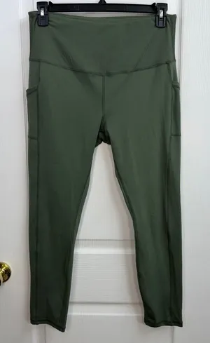 Leg End green high waisted‎ side pocket athletic active stretch leggings XL thumbnail 1