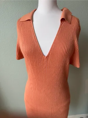 Abercrombie & Fitch Ribbed Elevated Knit Polo Dress Size Large thumbnail 4
