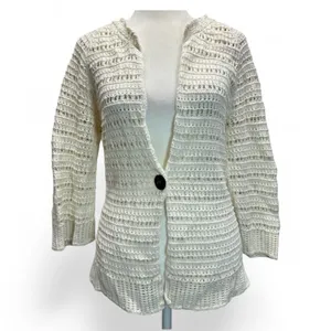 Vintage Y2K GAP Cardigan Sweater Cotton Wool Angora Loose Knit Cream Cottagecore thumbnail 1