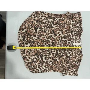 Maurices Womens Leopard Print Short‎ Sleeve Zipper Back Blouse Brown Size L thumbnail 8