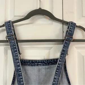 Old Navy Denim Distressed Shortalls Jean Cuffed Short Bib Overalls Size Small thumbnail 10
