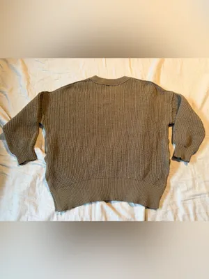 aerie Olive Ribbed Crewneck Sweater thumbnail 3