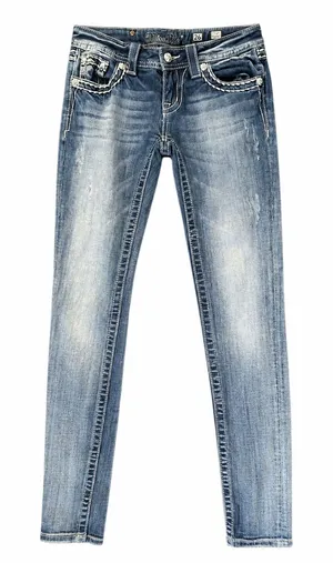 Miss Me Low Rise Skinny Jeans 26 x 33 JE5418S4L Medium Wash Blue Denim Y2K VTG thumbnail 1