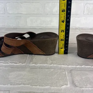 Teva Sandals Ysidro Slides Womens 8 Brown Slip On Wedge Cork Heel Casual 1015118 thumbnail 11