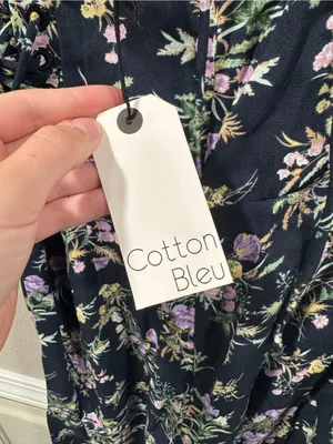 NWT Floral V-Neck Navy Jumpsuit with Lavender Blooms thumbnail 6