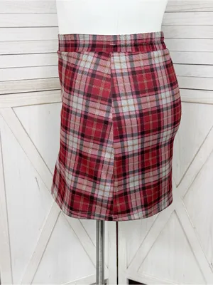 Halara Plaid Skort Mini Skirt Red Grey Large Preppy Punk Academia School Girl thumbnail 2
