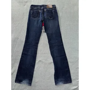 MEK Denim Jean Pant Women's Moscow Slim Boot Distressed Blue Dark Wash Size 27 thumbnail 6