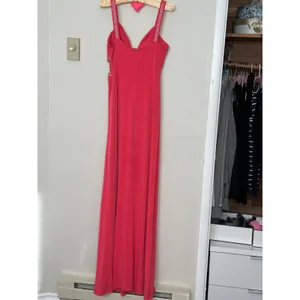 Guess Beaded Grecian Prom Dress Long Length Maxi Formal Coral Pink 2010s Silver thumbnail 4