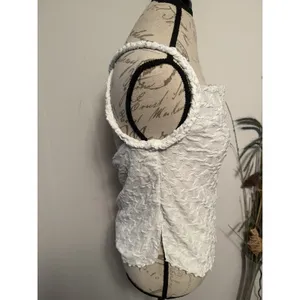 Free‎ People Mykonos Top Women XS White Strappy Textured Cowl Neck Scooped Hem thumbnail 2