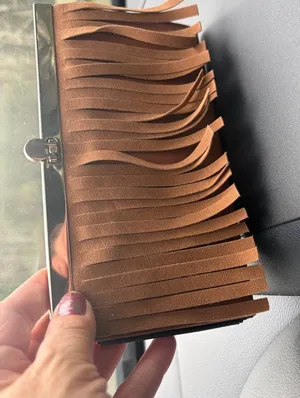 Fringed Tan Clutch Wallet Brown thumbnail 1