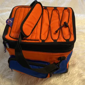 THERMOS Lunch Bag pretty big orange and Blue color BNWOT long 13” wide 12” thumbnail 14