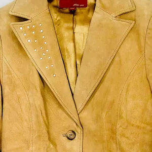 NWOT Max USA 100% genuine Leather Studded Blazer Medium Tan thumbnail 5