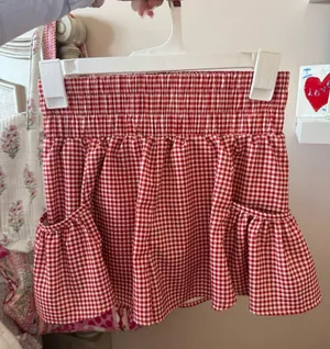 Amazon Flowy Gingham Red and White Shorts thumbnail 1