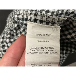 Quince Womens Shorts Gingham Checkered 100% Linen Drawstring Black White S thumbnail 4