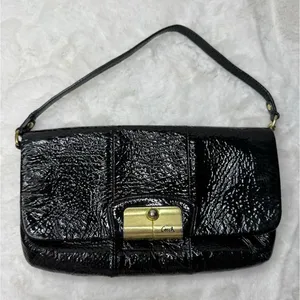 COACH Patent Leather Black Mini Purse Wristlet thumbnail 1