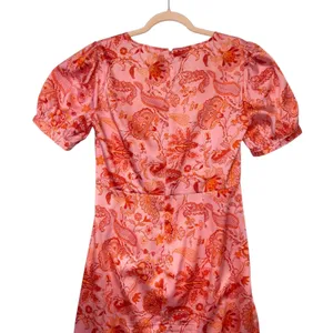 Cinq a Sept Mckenna Paisley Floral Ruffle Midi Dress Pink Orange Size 6 thumbnail 8