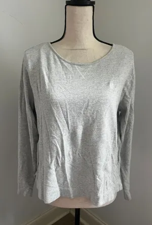 Ralph Lauren Grey Cotton Sweater Medium Long Sleeve Minimalist Preppy Old Money thumbnail 1