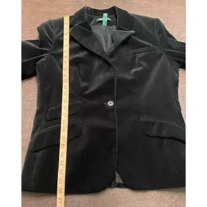 Lauren Ralph Lauren Black Velvet Blazer Jacket Cotton Size 14 Classic Party thumbnail 7