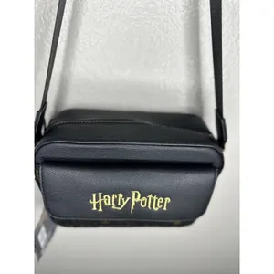 NEW Harry Potter Crossbody Bag Adults Small Black Faux Leather Logo Gold Icons thumbnail 4