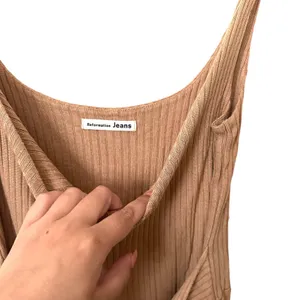 REFORMATION Kazu Ribbed Jumpsuit Tan‎ Sz Small thumbnail 7