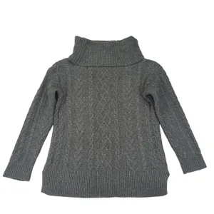 Lauren Jeans Co Ralph Lauren Gray Cable Knit Cotton‎ Blend Turtleneck Sweater L thumbnail 2