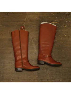 NWT On 34th Womens Firesse Riding Boots 10019685500 Cognac Leather Brown 5.5M thumbnail 2