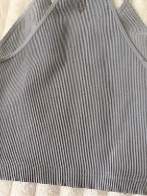 Free People Ribbed Gray Cropped Tank thumbnail 5