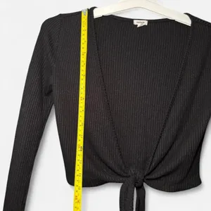 GARAGE Women's XS Black Ribbed Crop Top Casual Knit thumbnail 7