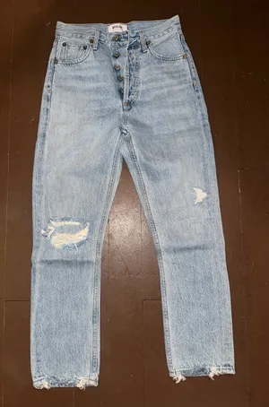 Agolde Light Blue Distressed Jeans thumbnail 1