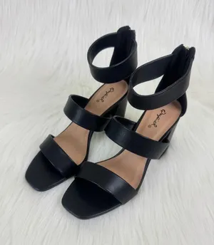 Women's Qupid Dorcas Faux Leather Multi Strap Block Heel Sandals Black Size 8 thumbnail 9