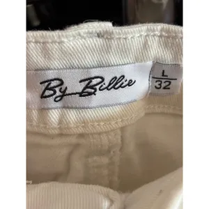 By Billie Womens White Denim Crop Jeans Raw Hem Straight Leg Size 32 L thumbnail 2