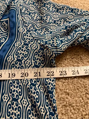Tolani Blue Silk Medallion Print Boho Tassel Tie Blouse boho Top size large thumbnail 12