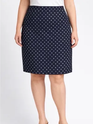 Ann Taylor women’s Size 4 Navy Polka Dot Skirt A-Line Lined Career Classic(A490) thumbnail 2