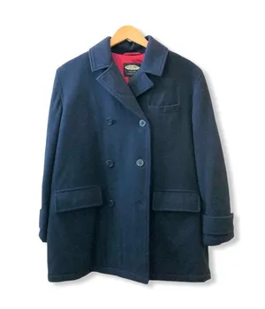 Double Breasted Classic Navy Blue Wool Peacoat, sz. XS thumbnail 12