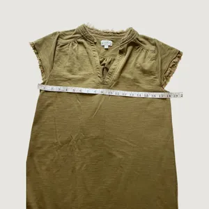 Wonderly Womens Olive Green Frayed Trim Split V-Neck Shift Dress Small RN31104 thumbnail 6