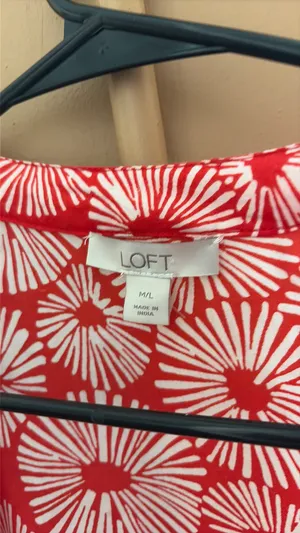 Ann Taylor Loft Long Sheer Red White Kimono M/L thumbnail 3