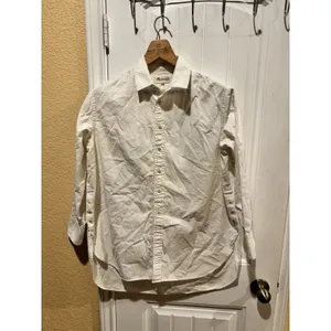 Madewell The Linen Blend Shirt Sz Medium White Button Up Classic Core Side Slit thumbnail 16