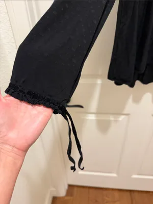 Zara Trafaluc Black Swiss Dot Babydoll Blouse - Size S thumbnail 5