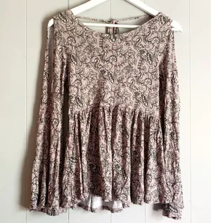 AMERICAN EAGLE OUTFITTERS Soft & Sexy Boho Floral Open Back Babydoll Top S thumbnail 1