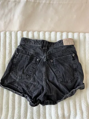 Zara Washed Black Rolled-Hem Denim Shorts thumbnail 5