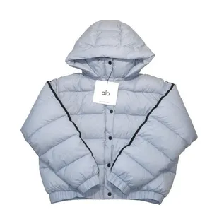 NWT Alo Aspen Love Puffer Jacket in Winter Frost Blue Oversized Hooded M thumbnail 1