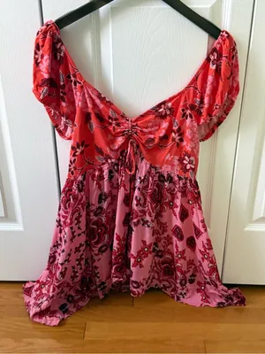 Free People La Bamba Babydoll Top in Hawaiian Sunset Combo thumbnail 2