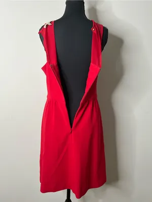 Banana Republic Red Sheer Illusion Panel Fit Flare Dress 8 Sleeveless Mini thumbnail 8