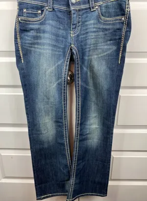 Daytrip Womens Leo Bootcut Jeans 29R Heavy Stitch Embellished Low Rise Dark thumbnail 1