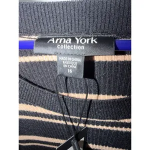 Arna York Collection Marly STR Sweater Dress Black Biscuit‎ Striped Midi Size 16 thumbnail 4